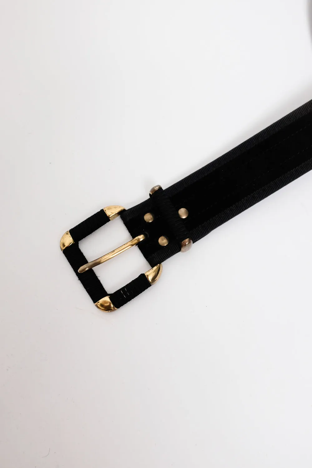 0065_BLACK LEATHER VINTAGE BELT