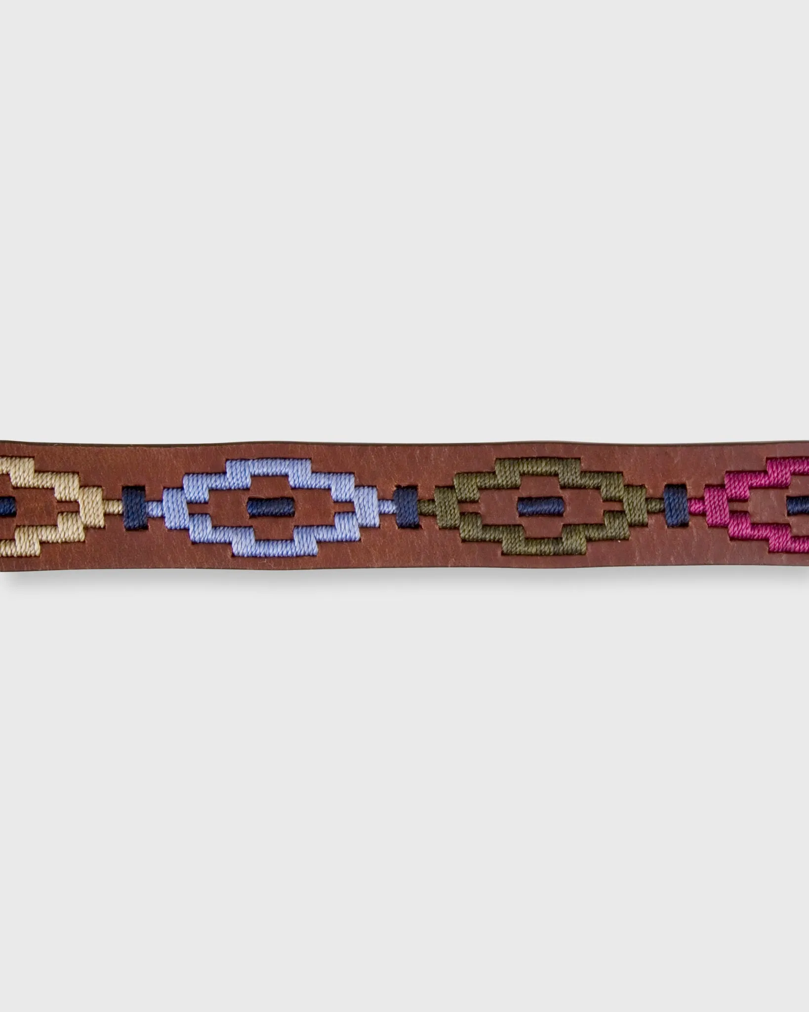 1 1/8" Polo Belt in Berry/Green/Navy Multi Medium Brown Leather