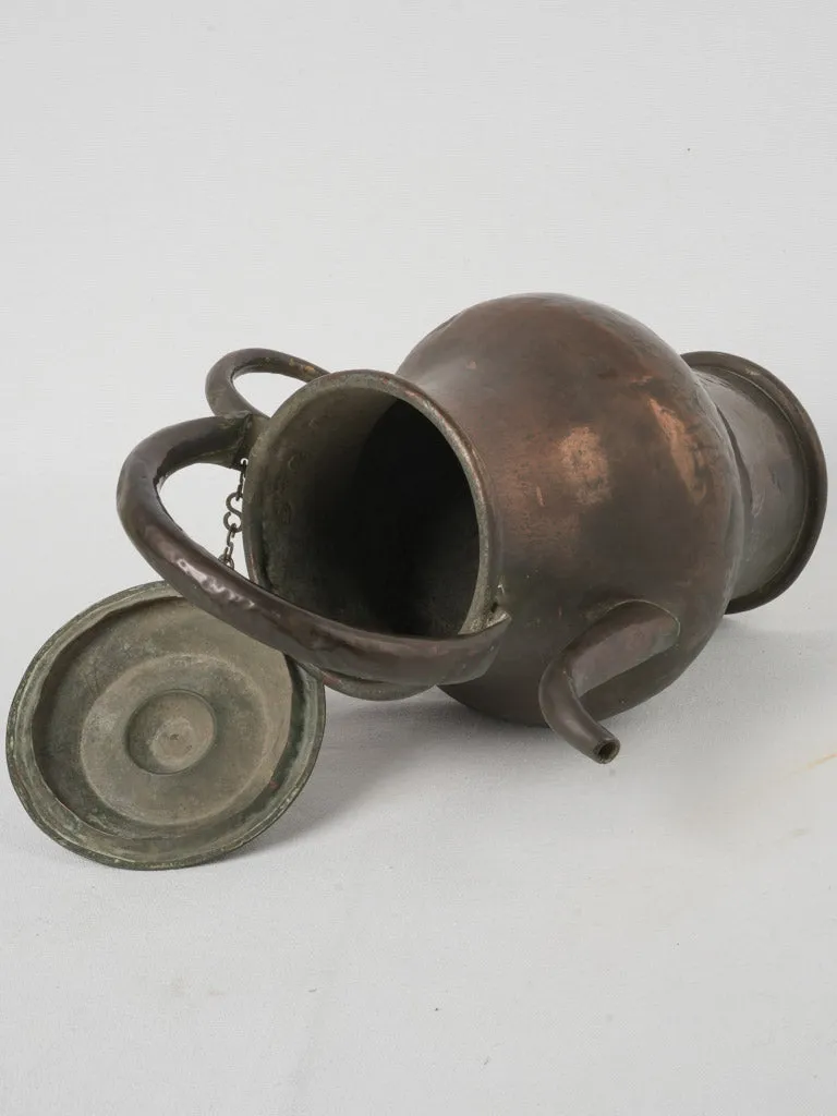 19th-Century French Copper Teapot w/ Timeworn Patina 17¼"