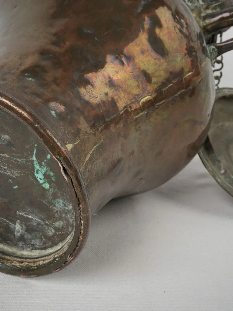 19th-Century French Copper Teapot w/ Timeworn Patina 17¼"