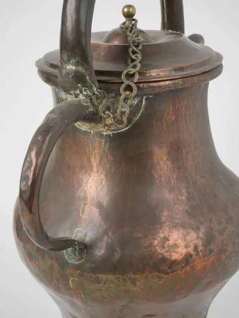 19th-Century French Copper Teapot w/ Timeworn Patina 17¼"