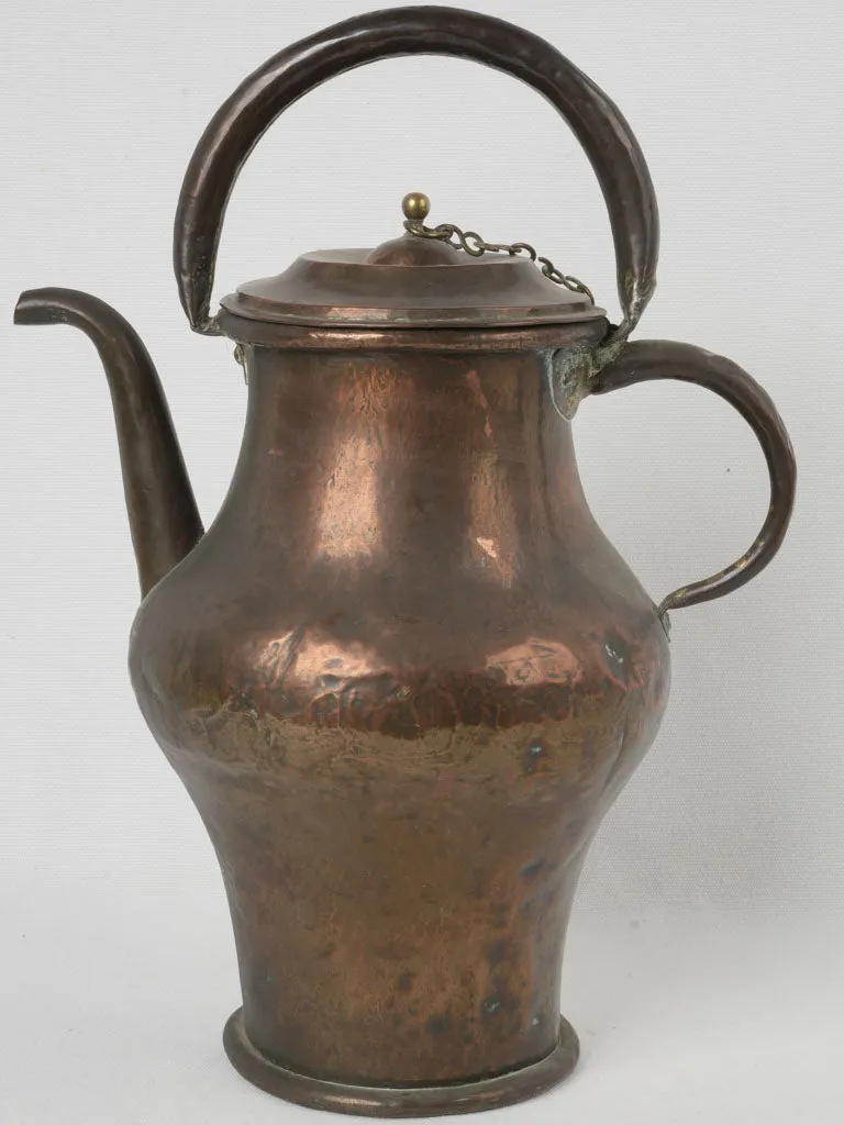 19th-Century French Copper Teapot w/ Timeworn Patina 17¼"