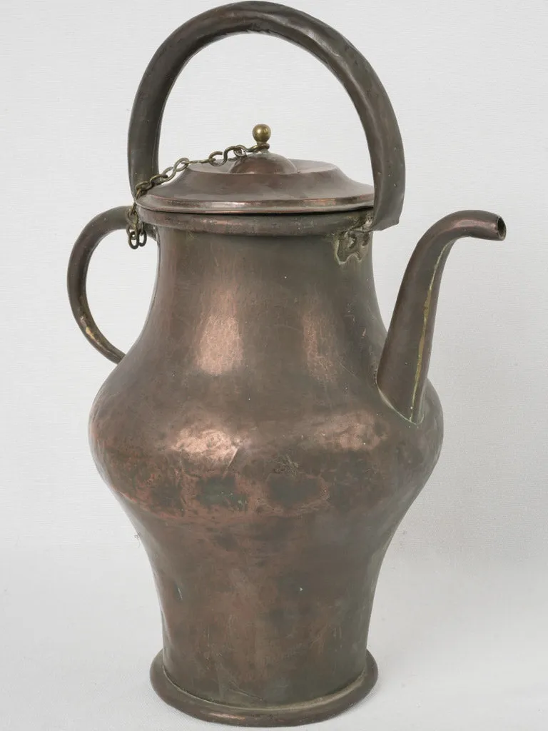 19th-Century French Copper Teapot w/ Timeworn Patina 17¼"