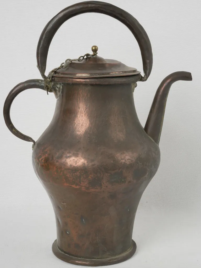 19th-Century French Copper Teapot w/ Timeworn Patina 17¼"