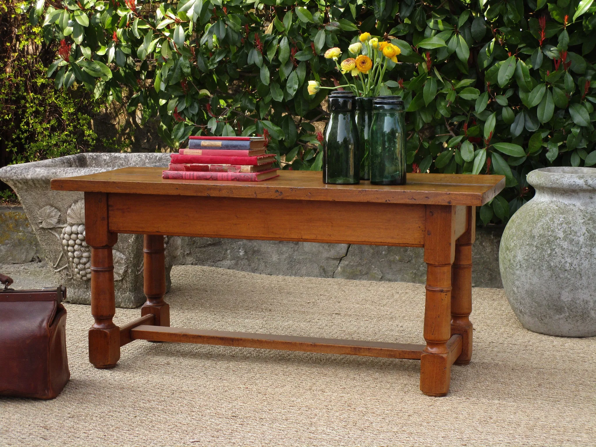 19th century French walnut coffee table 115cm