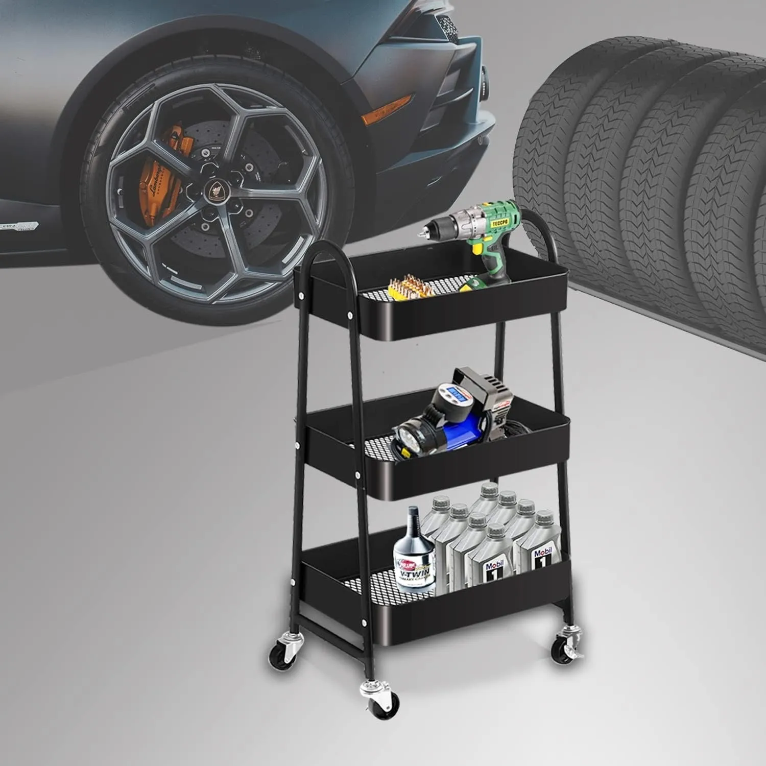 3-Tier Utility Rolling Cart