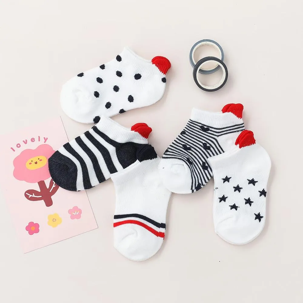 5Pairs Baby Cotton Cute Lovely Red Heart Design Short Socks