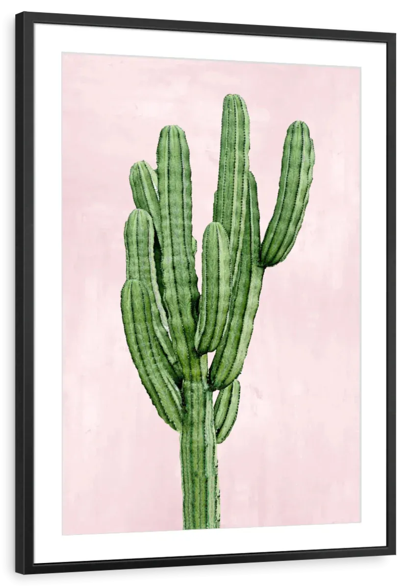 A Cactus On Pink I Wall Art