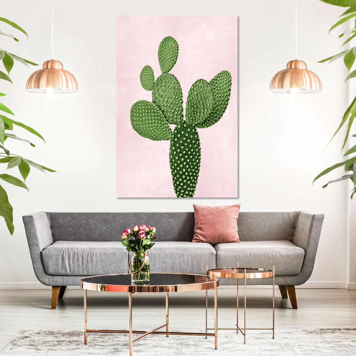 A Cactus On Pink V Wall Art