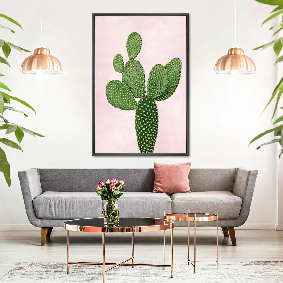 A Cactus On Pink V Wall Art