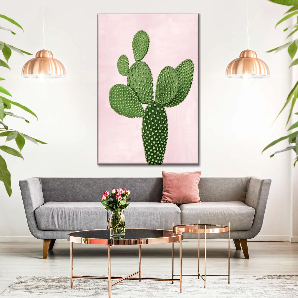 A Cactus On Pink V Wall Art