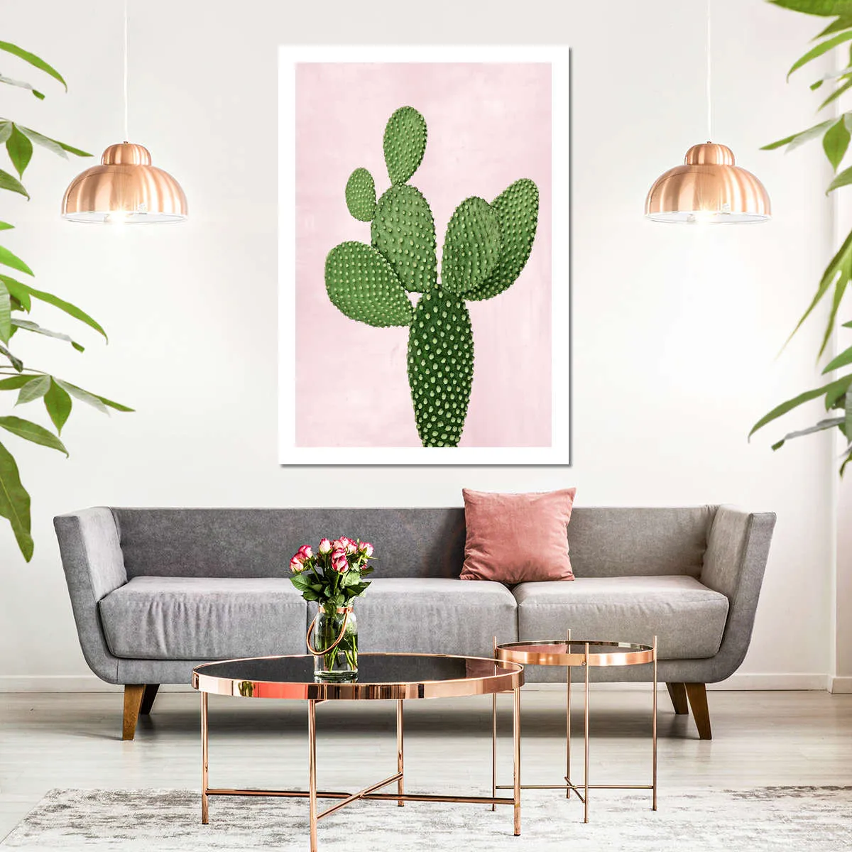 A Cactus On Pink V Wall Art