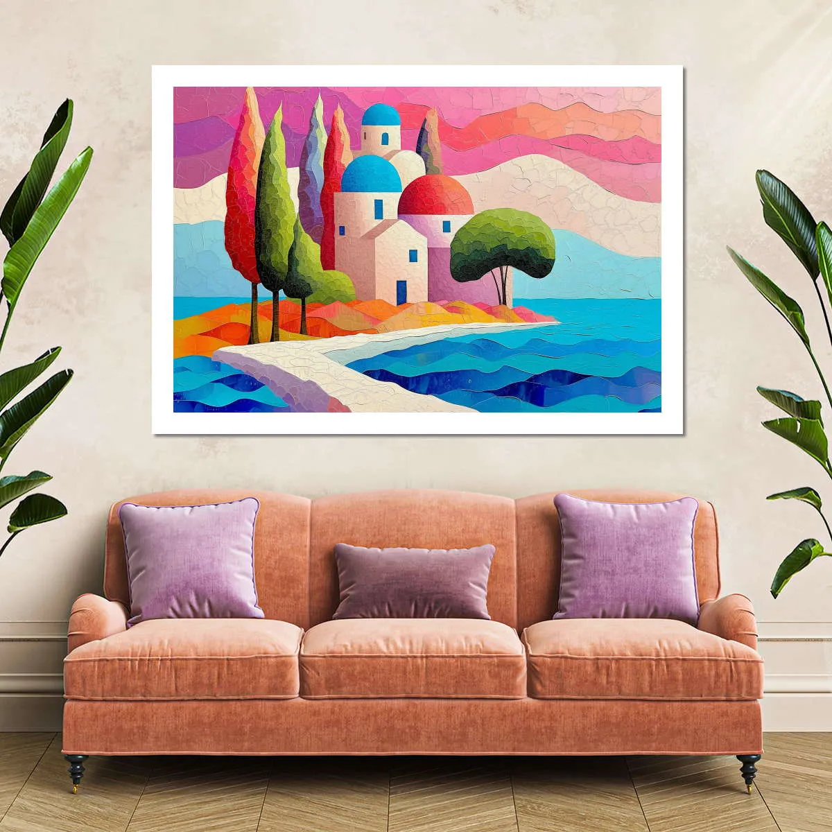 A Coastal Scene In Pastel Hues Wall Art