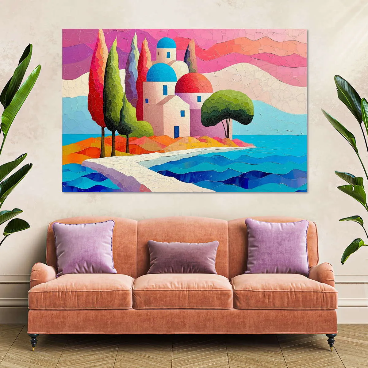 A Coastal Scene In Pastel Hues Wall Art