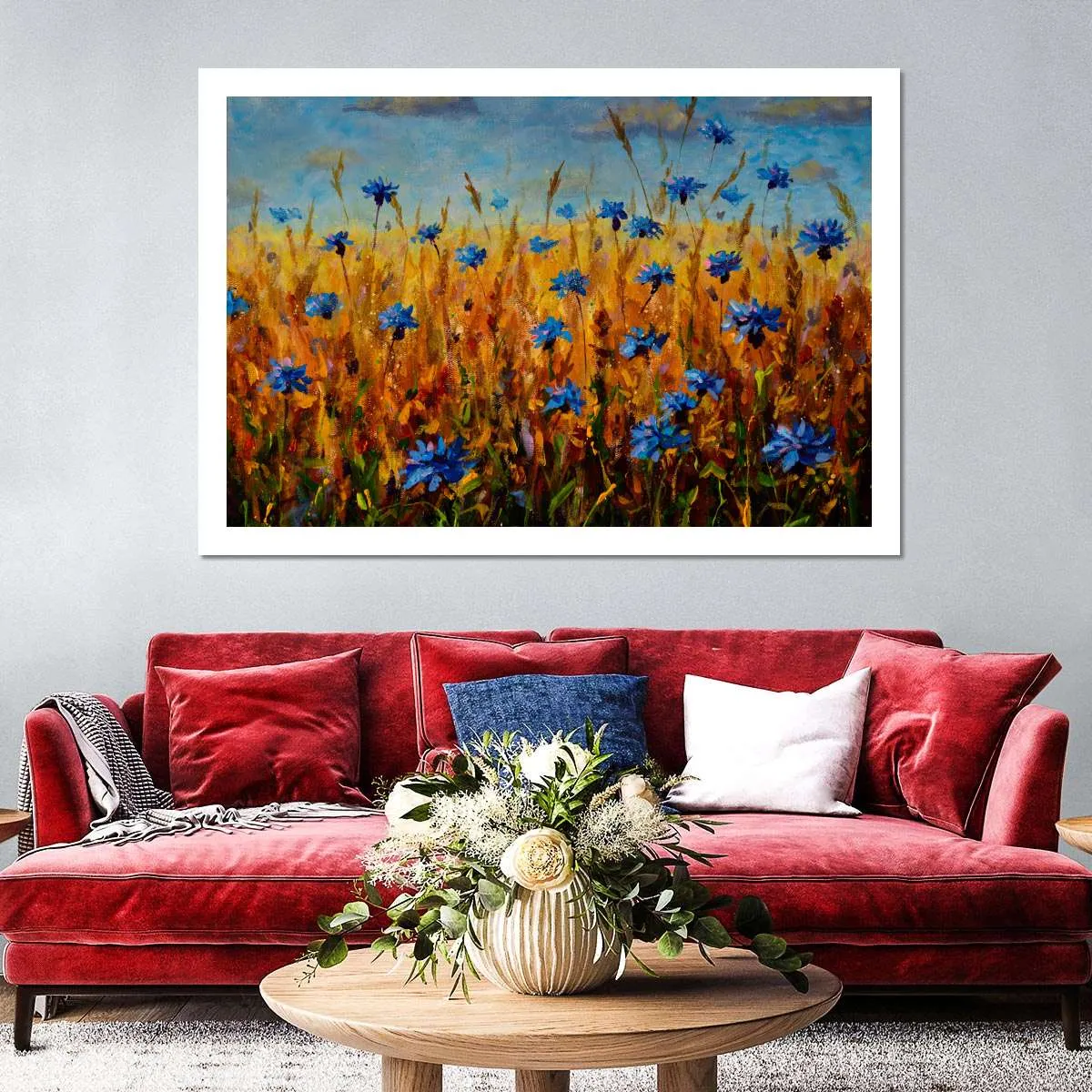 A Field Of Blue Flowers Wall Art