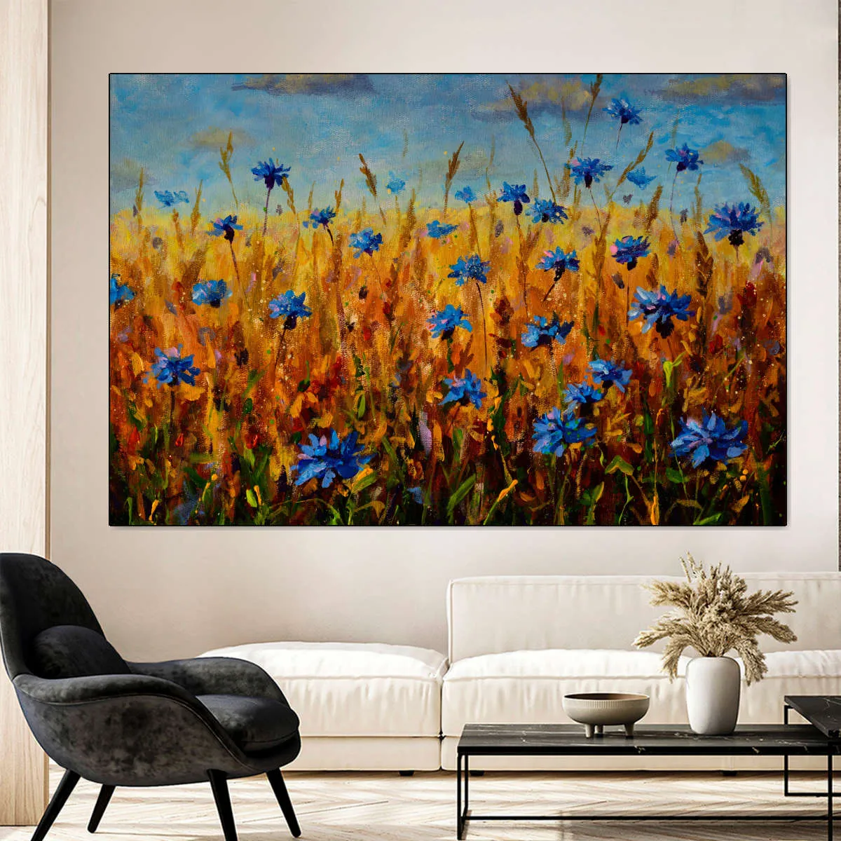 A Field Of Blue Flowers Wall Art