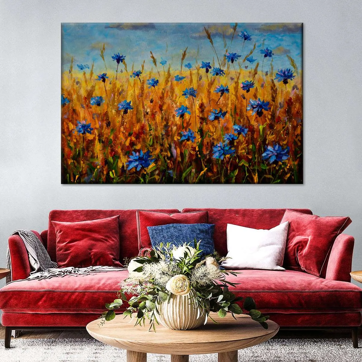 A Field Of Blue Flowers Wall Art