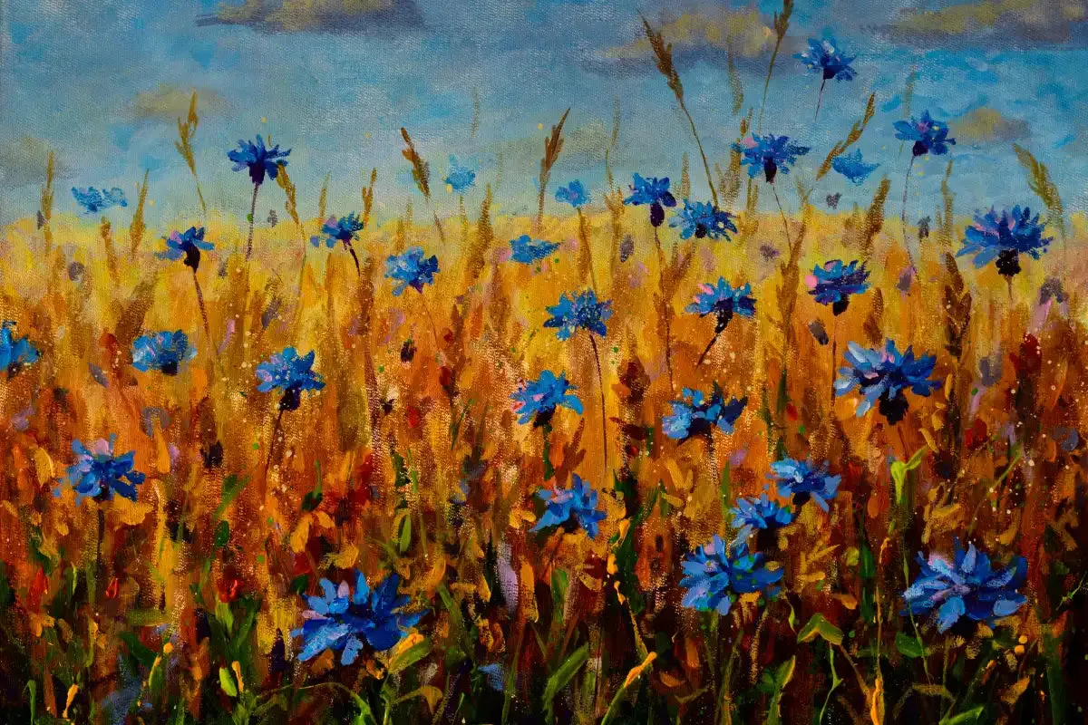 A Field Of Blue Flowers Wall Art