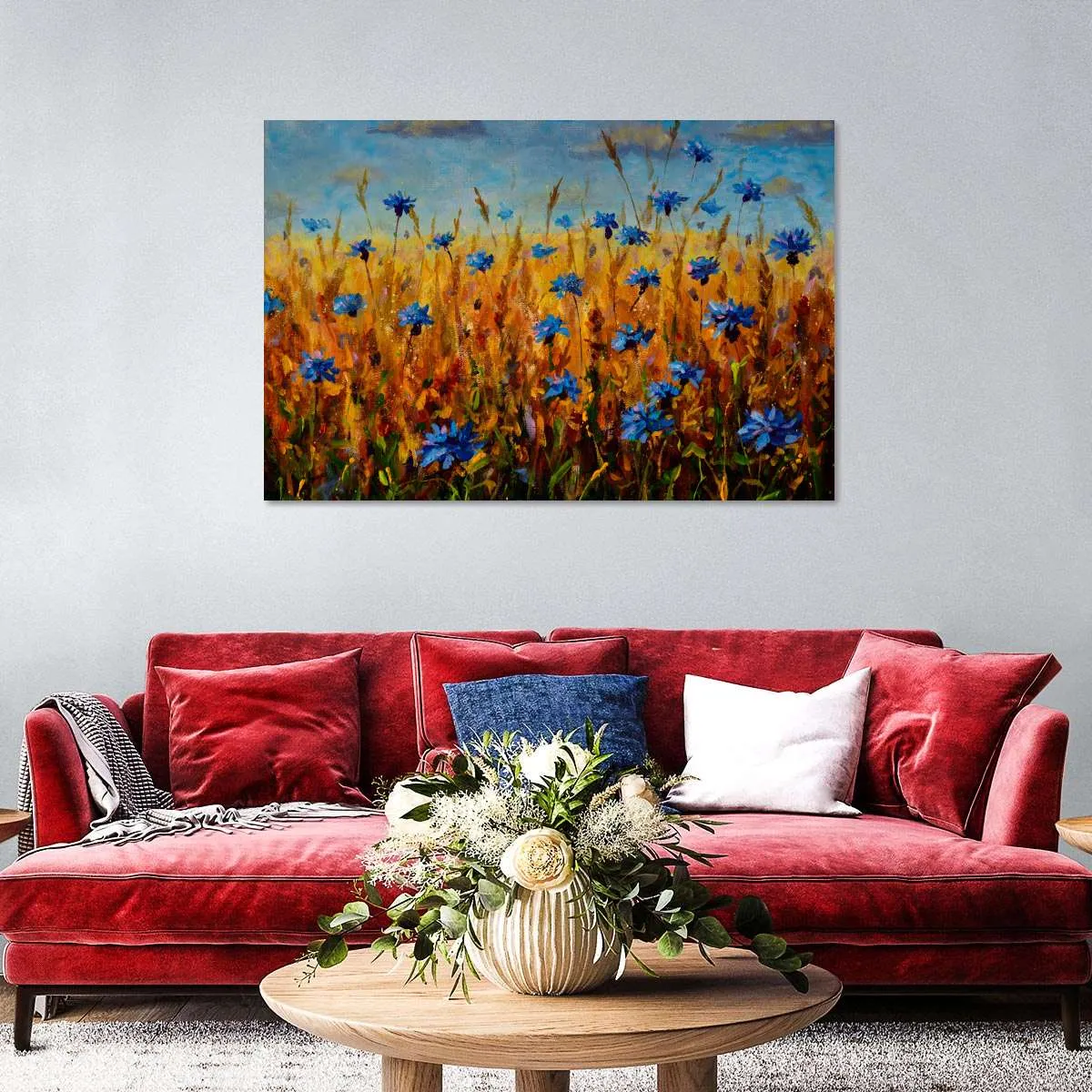 A Field Of Blue Flowers Wall Art