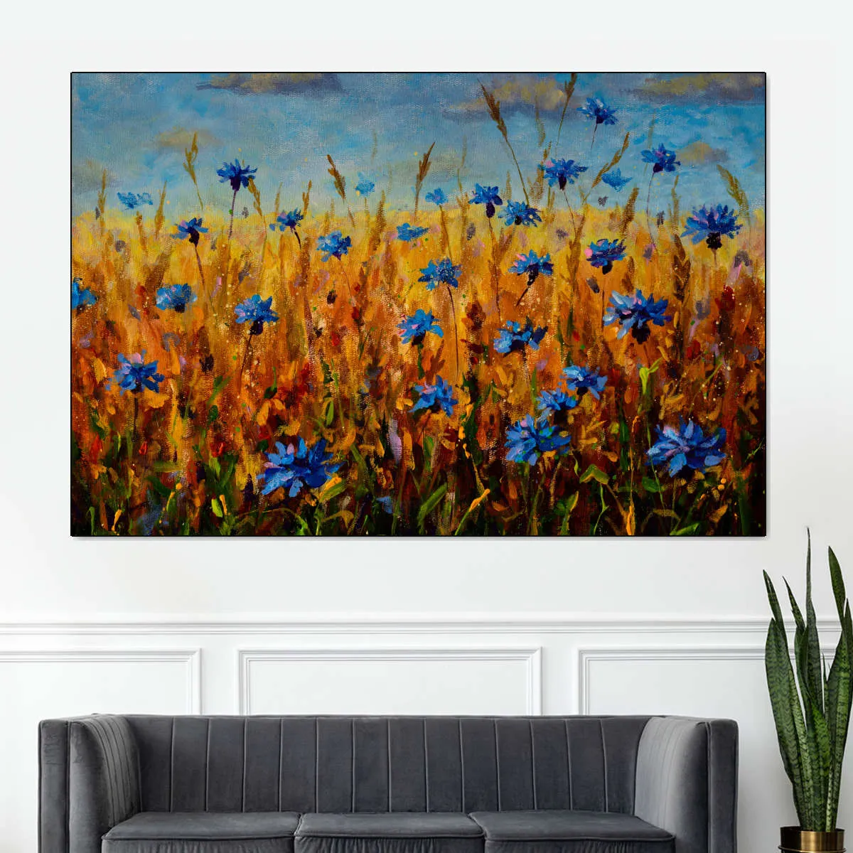 A Field Of Blue Flowers Wall Art