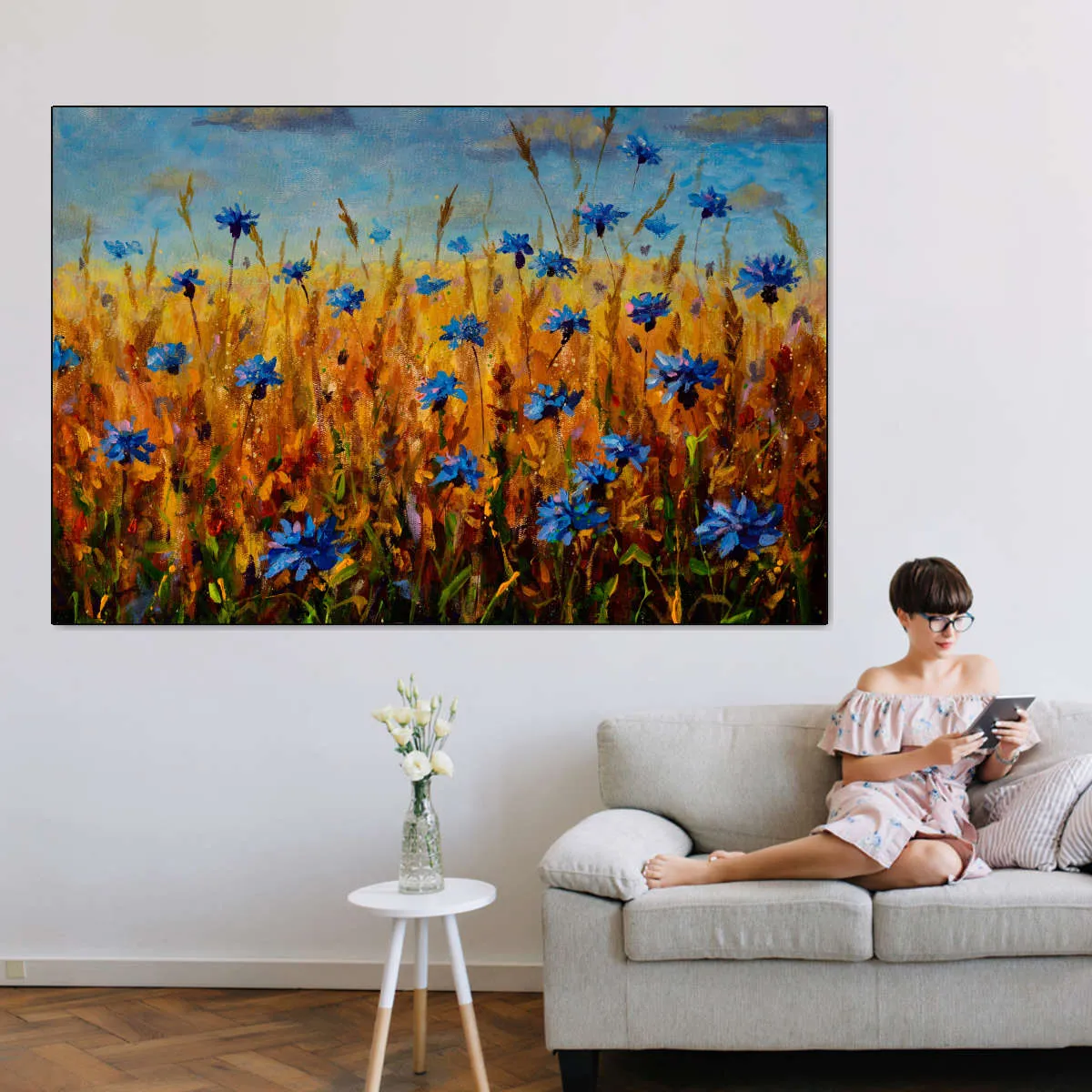 A Field Of Blue Flowers Wall Art