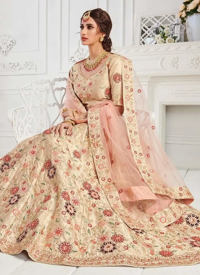 Admirable Ivory Cream Color Silk Base Lehenga Choli