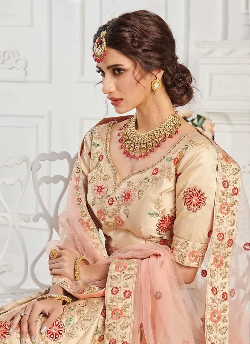 Admirable Ivory Cream Color Silk Base Lehenga Choli