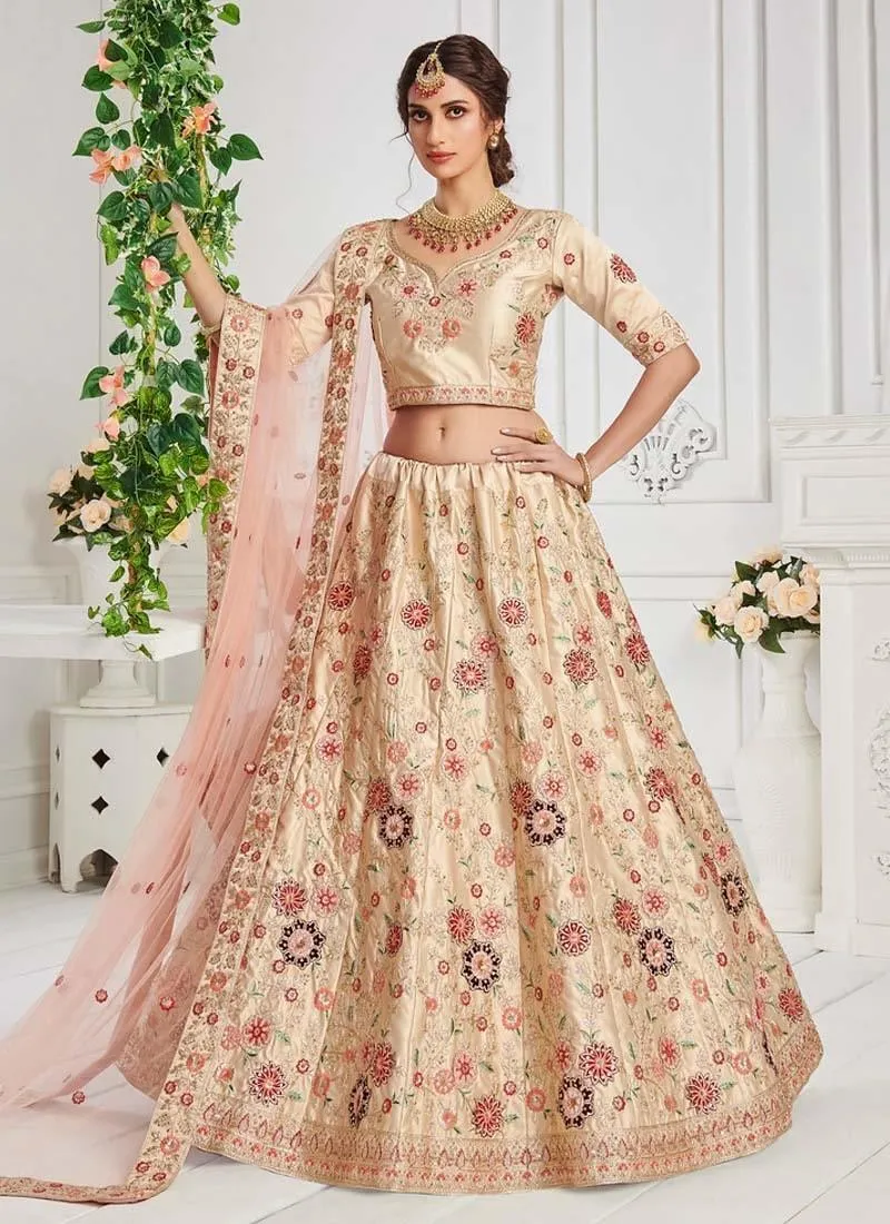 Admirable Ivory Cream Color Silk Base Lehenga Choli