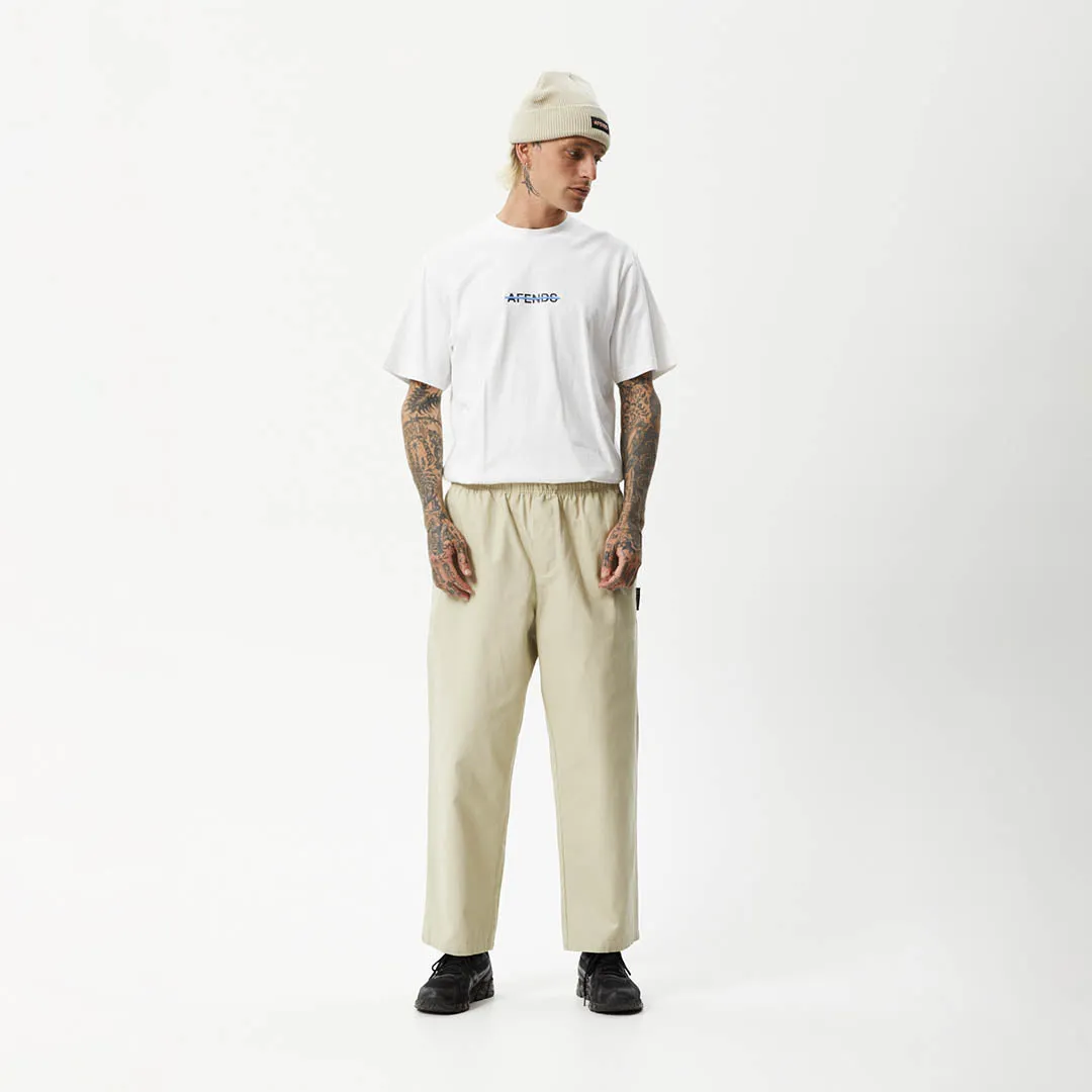 AFENDS Mens Ninety Eights - Elastic Waist Pants - Cement