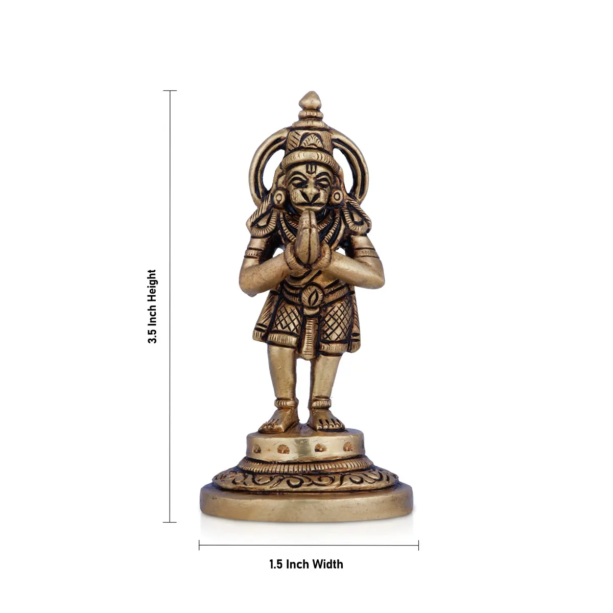 Anjaneya Statue - 3.5 x 1.5 Inches | Antique Brass Idol/ Hanuman Statue for Pooja/ 150 Gms Approx