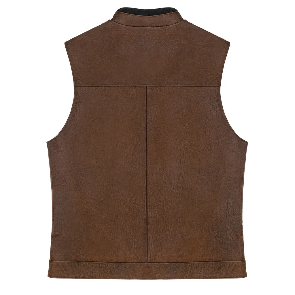 APALACHE LEATHER VEST - AGED BROWN