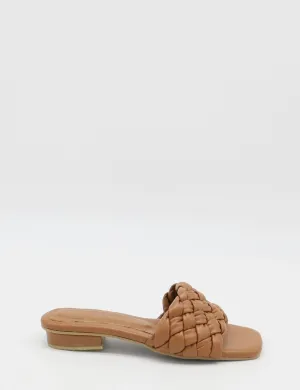 Athena braided crochet sandals in tan leather women shoes