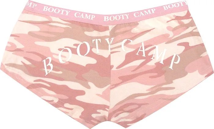 Baby Pink Camouflage - Womens BOOTY CAMP Booty Shorts