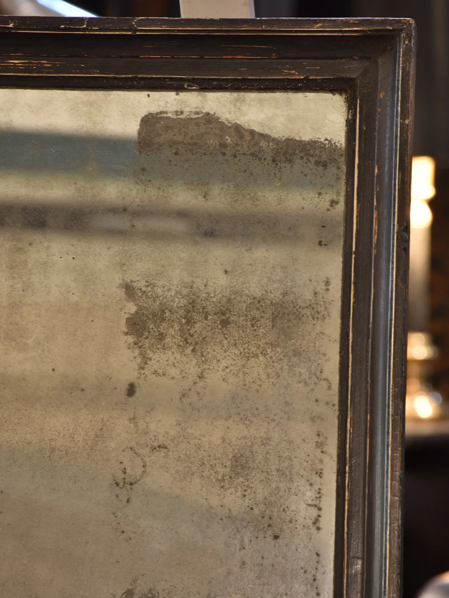 Bistro mirror, black, mercury glass, 19th-century