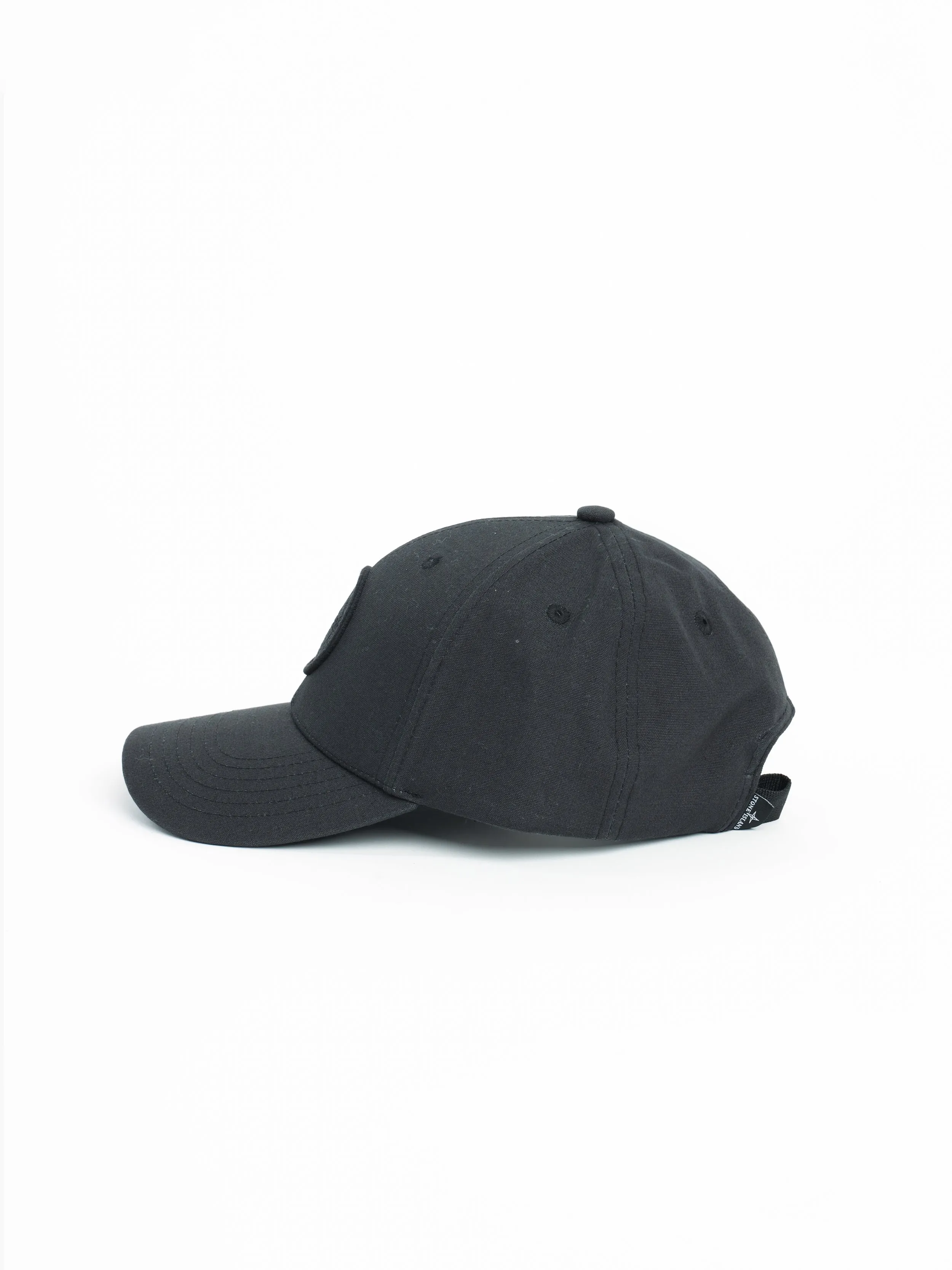 Black 6-Panel Cap in Gabardine