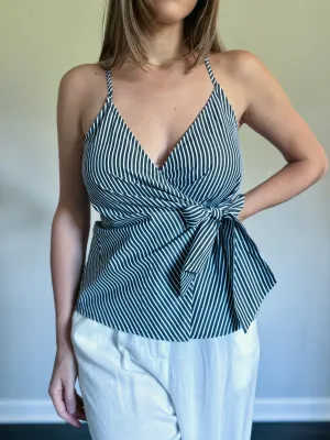 Black and White Wrap Top