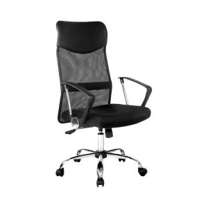 Black High Back Office Chair PU Leather Mesh Office Student Seat