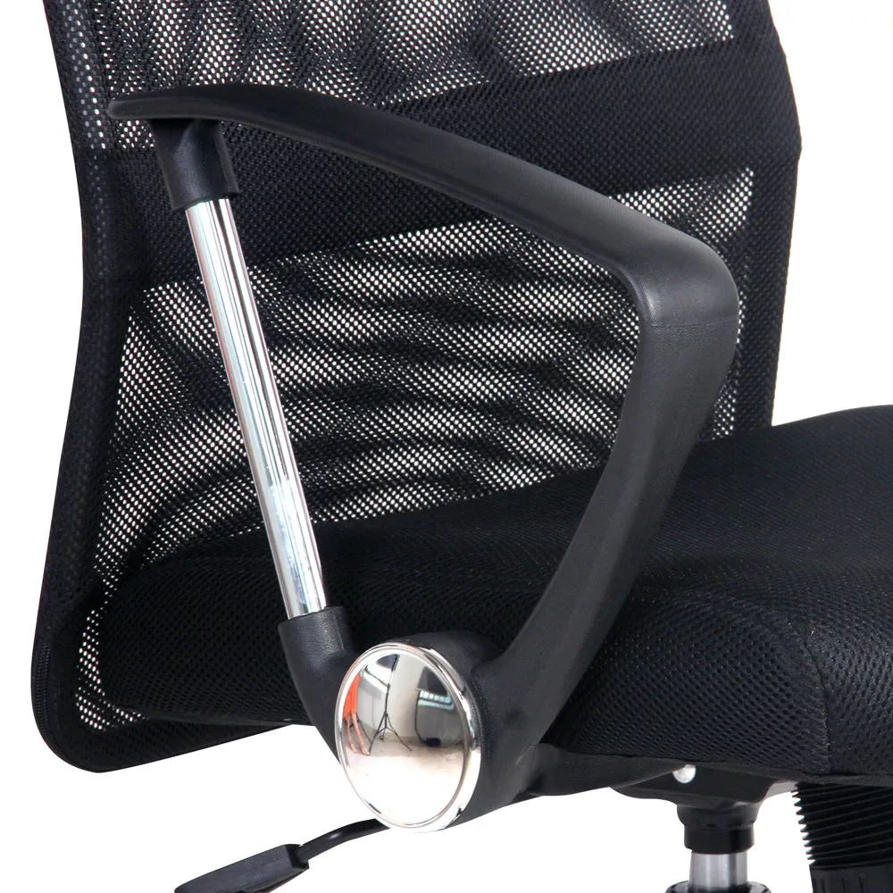 Black High Back Office Chair PU Leather Mesh Office Student Seat