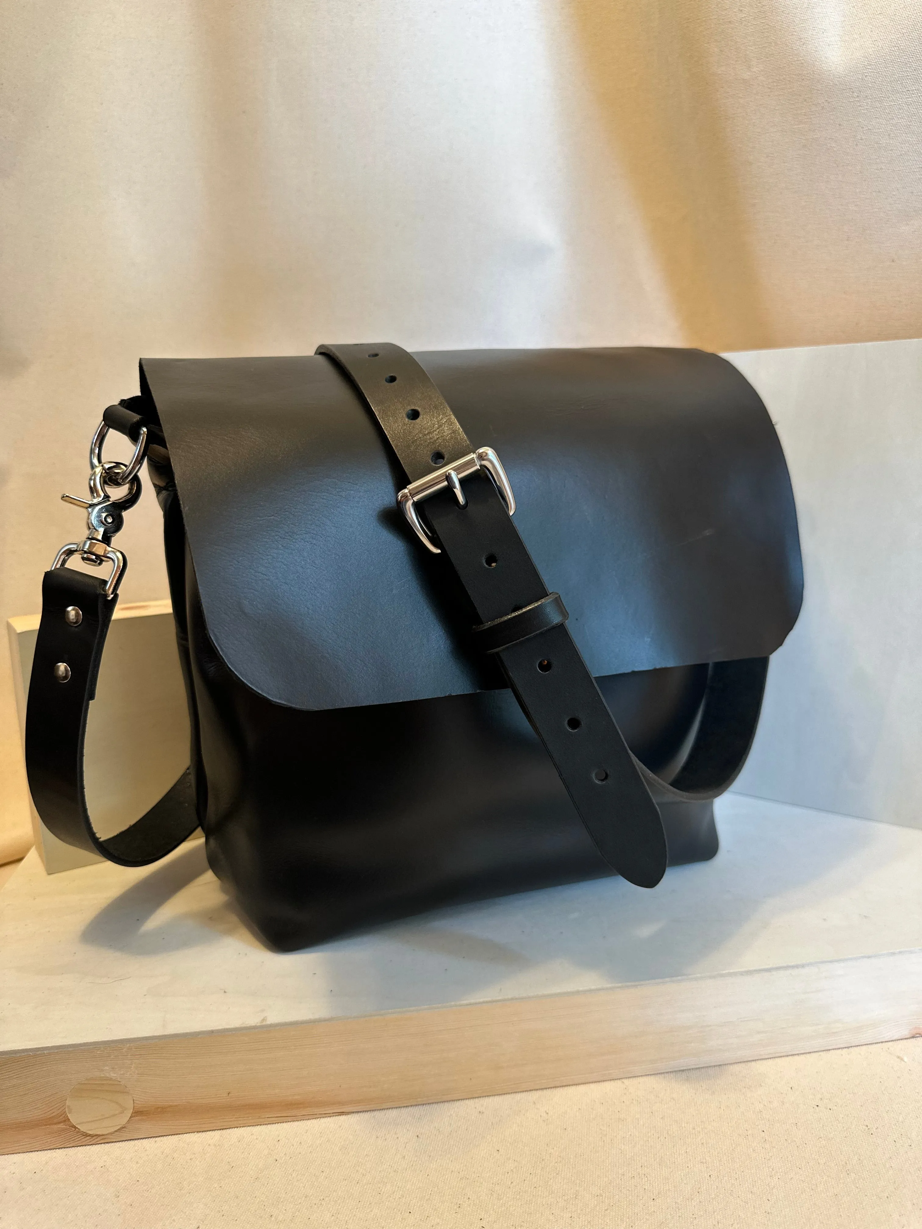 Black Leather Messenger Bag