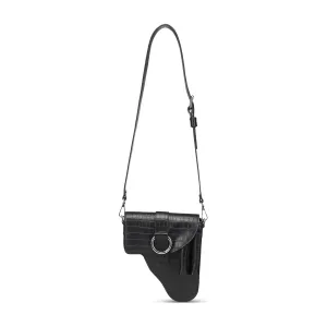 Black Leather Multi Purpose Bag