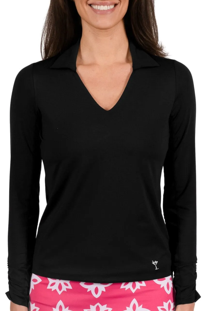 Black Long Sleeve Lisa Sport Polo