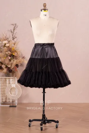 Black Mini Length Elastic Waistband Petticoat For Short Dresses