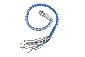 Blue and Silver Hand-Braided Leather Get Back Whip