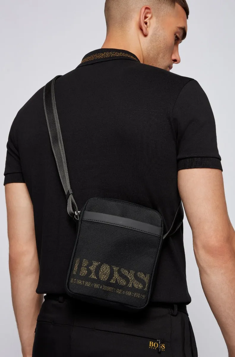 BOSS Magnified_NS Zip Bag in Black & Gold