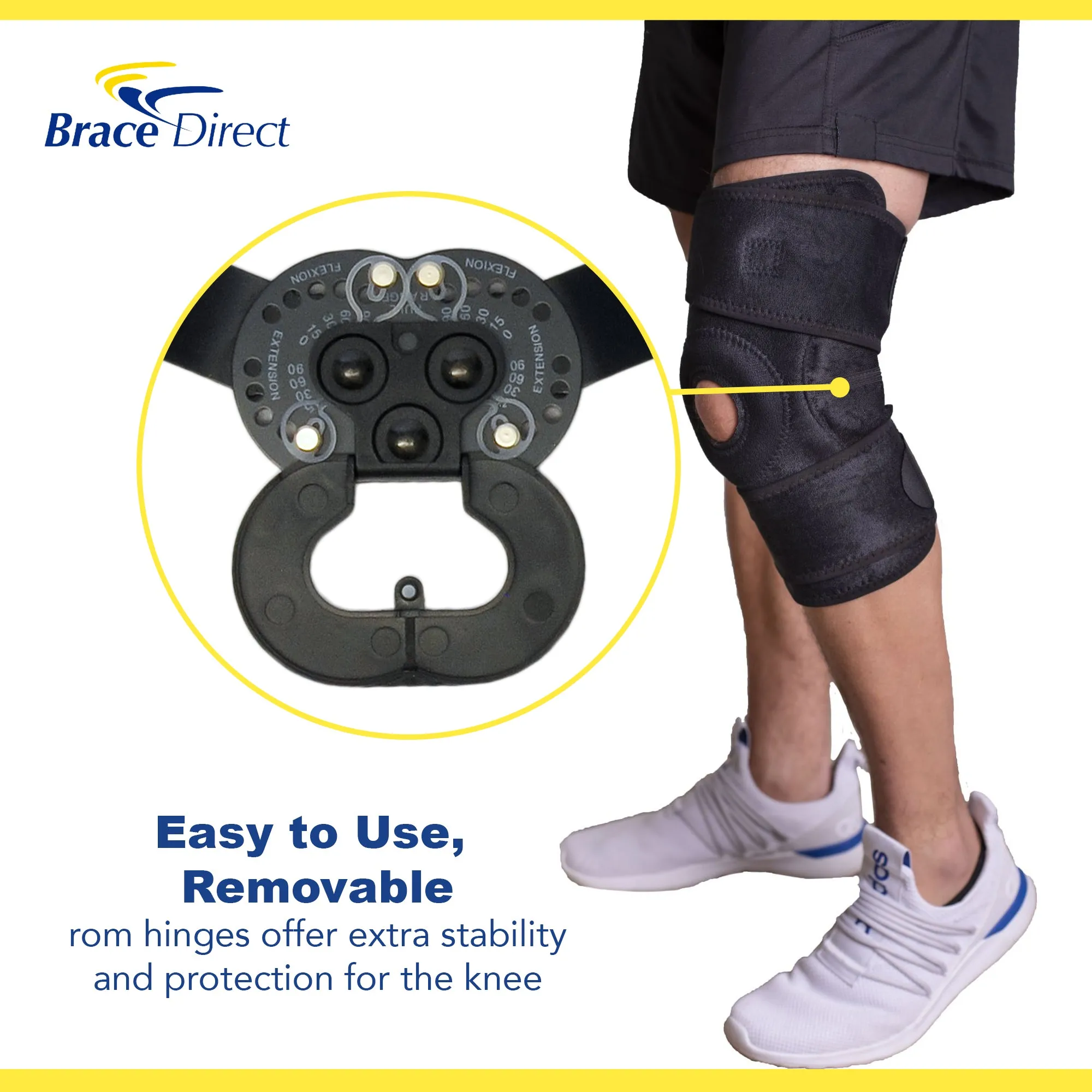 Brace Direct Hinged Knee Brace for Arthritis & Ligament Support - Adjustable ROM Knee Pain Relief