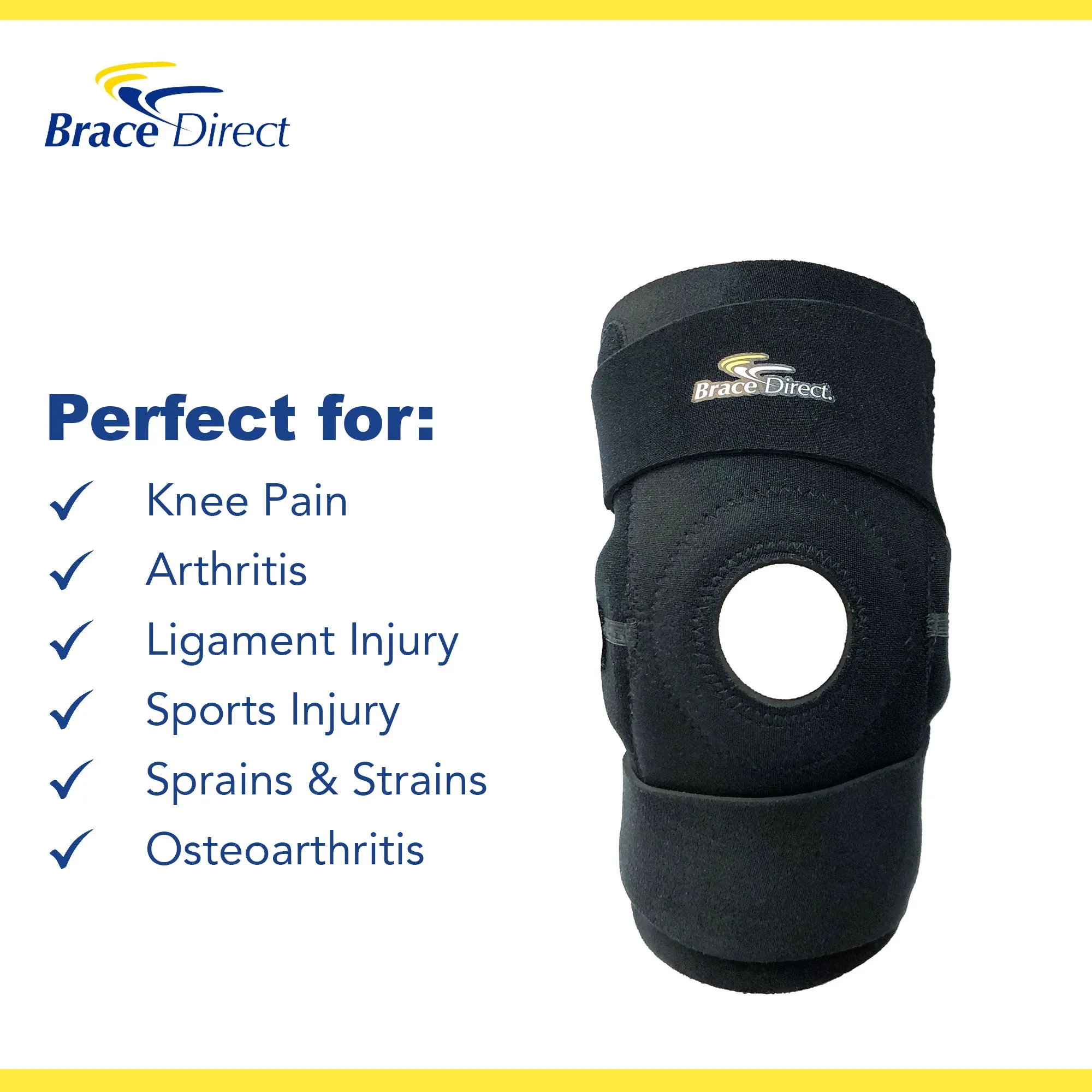 Brace Direct Hinged Knee Brace for Arthritis & Ligament Support - Adjustable ROM Knee Pain Relief