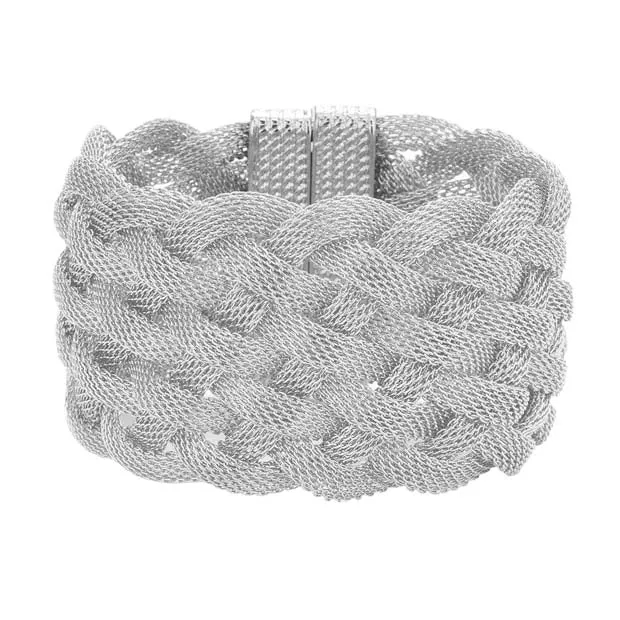 Braided Metal Mesh Detail Magnetic Bracelet