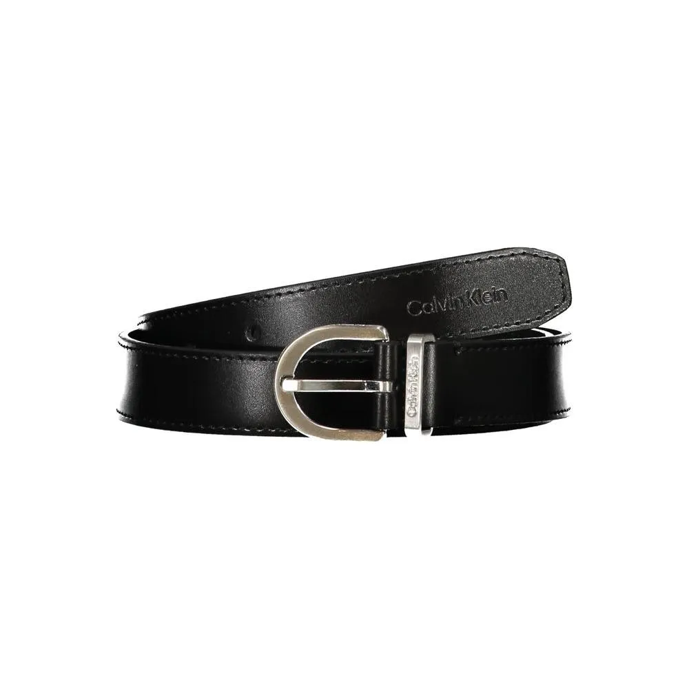 Calvin Klein Sleek Black Leather Belt with Metal Buckle