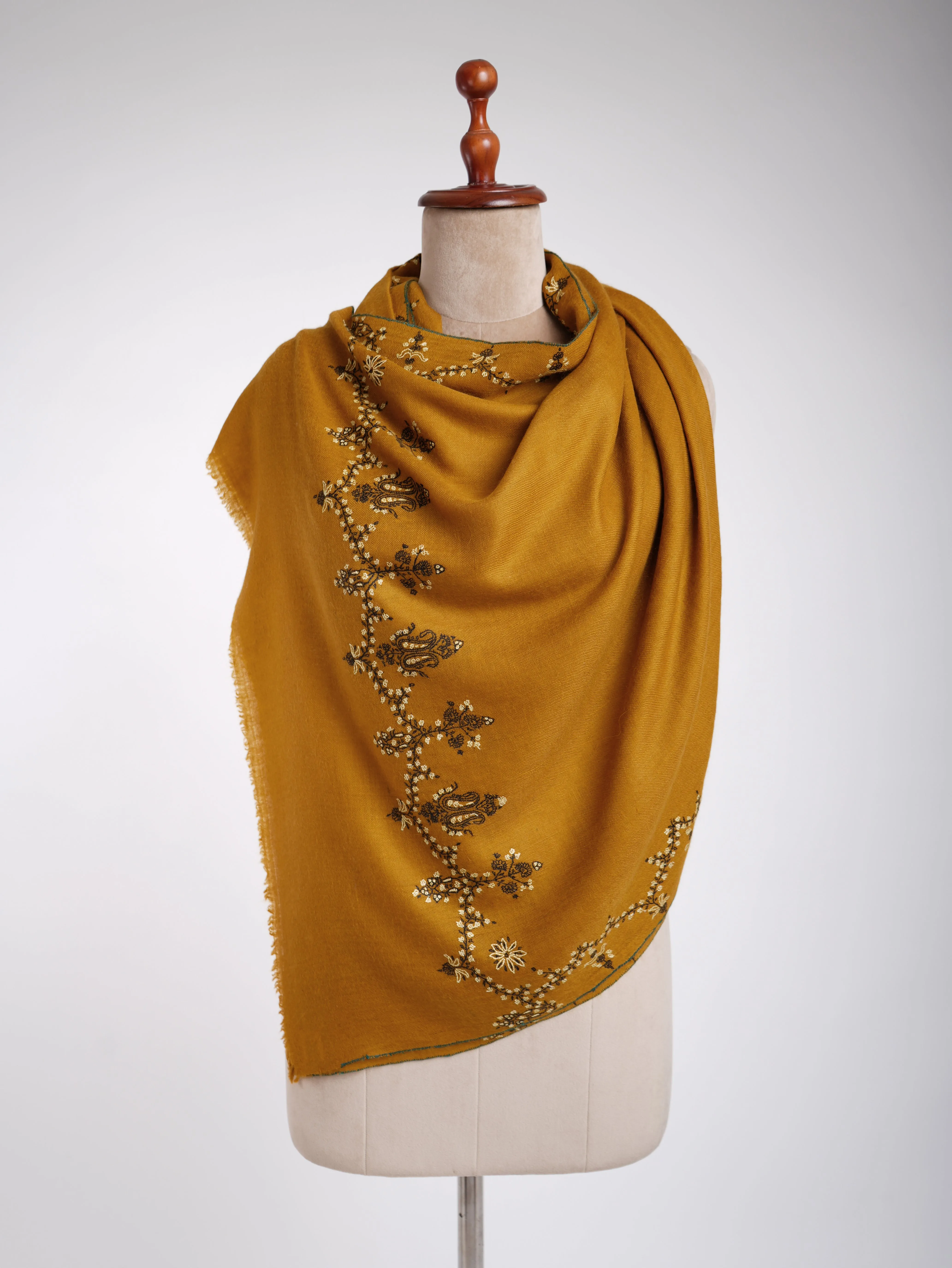 Cashmere Sozni Embroidered Indian Scarf