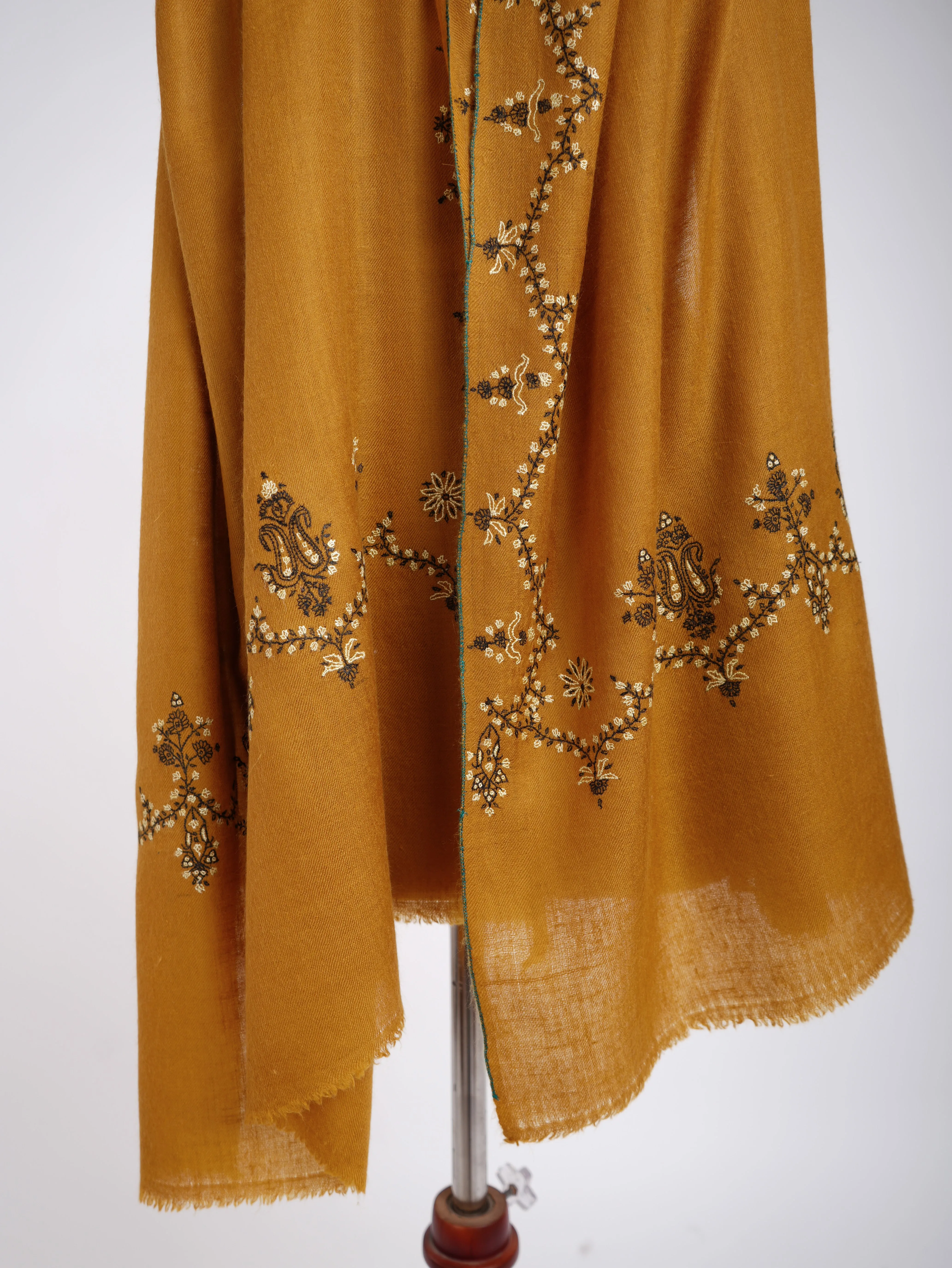 Cashmere Sozni Embroidered Indian Scarf